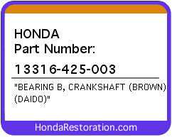 HONDA NOS OEM BRG B, CRANKSHAFT - 13316-425-003>
	
<div itemprop=