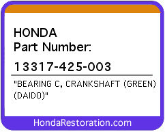 HONDA NOS OEM BRG C, CRANKSHAFT - 13317-425-003>
	
<div itemprop=