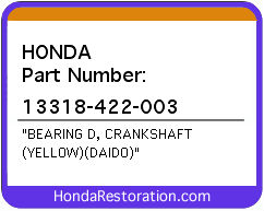 HONDA NOS OEM BRG D, CRANKSHAFT - 13318-422-003>
	
<div itemprop=