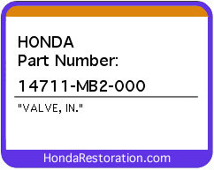 HONDA NOS OEM VALVE, IN. - 14711-MB2-000>
	
<div itemprop=