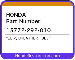 HONDA NOS OEM CLIP, BREATHER TUBE - 15772-292-010>
	
<div itemprop=