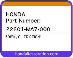 HONDA NOS OEM DISK, CL FRICTION - 22201-MA7-000>
	
<div itemprop=