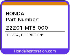 HONDA NOS OEM DISK A, CL FRICTION - 22201-MT8-000>
	
<div itemprop=