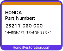 HONDA NOS OEM MAINSHAFT, TRANS - 23211-030-000>
	
<div itemprop=