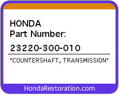 HONDA NOS OEM COUNTERSHAFT, TRANS - 23220-300-010>
	
<div itemprop=