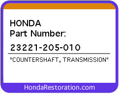 HONDA NOS OEM COUNTERSHAFT, TRANS - 23221-205-010>
	
<div itemprop=