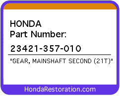 HONDA NOS OEM GEAR (21T) - 23421-357-010>
	
<div itemprop=