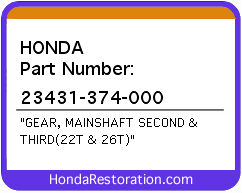 HONDA NOS OEM GEAR (22T & 26T) - 23431-374-000>
	
<div itemprop=