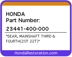 HONDA NOS OEM GEAR (20T 22T) - 23441-400-000>
	
<div itemprop=