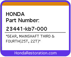 HONDA NOS OEM GEAR, MAINSHAFT THIRD & FOURTH(25T, 22T) - 23441-kb7-000>
	
<div itemprop=