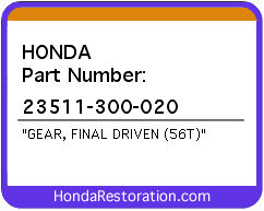 HONDA NOS OEM GEAR (56T) - 23511-300-020>
	
<div itemprop=
