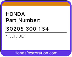 HONDA NOS OEM FELT, OIL - 30205-300-154>
	
<div itemprop=