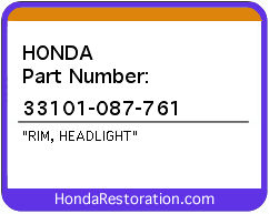 HONDA NOS OEM RIM, HEADLIGHT - 33101-087-761>
	
<div itemprop=