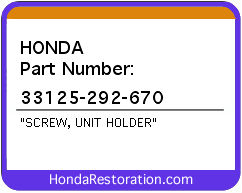 HONDA NOS OEM SCREW, UNIT HOLDER - 33125-292-670>
	
<div itemprop=