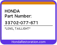 HONDA NOS OEM LENS, TAILLIGHT - 33702-077-671>
	
<div itemprop=