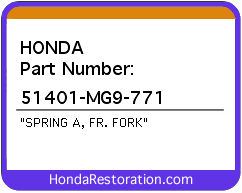 HONDA NOS OEM SPRING A, FR. FORK - 51401-MG9-771>
	
<div itemprop=