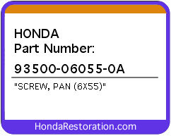 HONDA NOS OEM SCREW, PAN (6X55) - 93500-06055-0A>
	
<div itemprop=