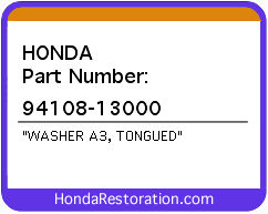 HONDA NOS OEM WASHER A3, TONGUED - 94108-13000>
	
<div itemprop=